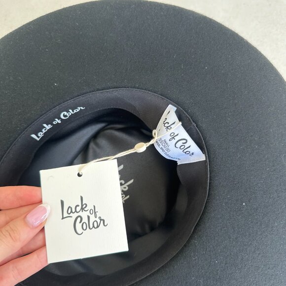 NWT Lack of Color Montana Midnight Muse Wool Felt Fedora Hat Black Wide Brim - Picture 10 of 10